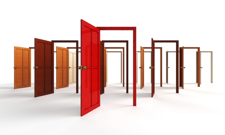 Open doors - welcome, choice, opportunity concept